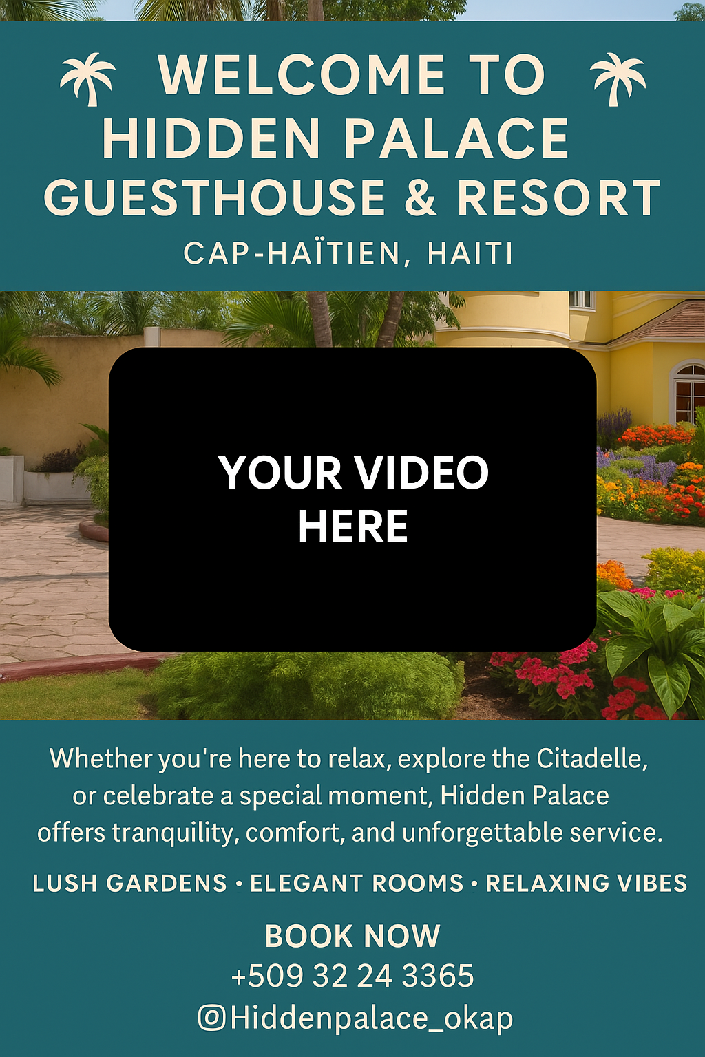 Resort-style beachfront area near Labadee with palm trees